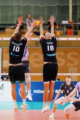 Game scene with Patrick Rupprecht 10 TSV Haching Munich , Iven Fietje Ferch 18 TSV Haching Munich and Joris Backhaus 5 VCO Berlin Game scene with Patrick Rupprecht 10 TSV Haching Munich , Iven Fietje Ferch 18 TSV Haching Munich and Joris Backhaus 5 VCO Berlin Copyright: xspeedshotx