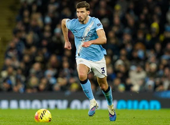 Manchester, England, 20th December 2025. Ruben Dias of Manchester City during the Manchester City vs West Ham United Premier League match at the Etihad Stadium, Manchester. Picture credit should read: Andrew Yates Sportimage EDITORIAL USE ONLY. No use with unauthorised audio, video, data, fixture lists, club league logos or live services. Online in-match use limited to 120 images, no video emulation. No use in betting, games or single club league player publications. SPI_089_AY_MAN_CITY_WEST_HAM SPI-4385-0089