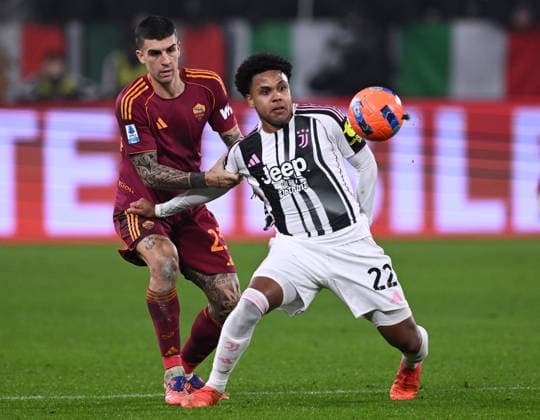 Mg Torino 20 12 2025 - campionato di calcio serie A Juventus-Roma foto Matteo Gribaudi Image nella foto: Gianluca Mancini-Weston McKennie 