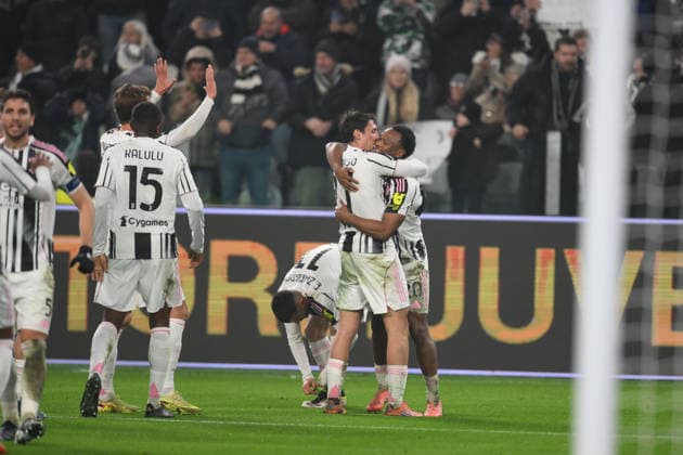 Lois Openda of FC Juventus celebrates after scoring goal 2-0 during the match of 16th day of the Serie A Championship between F.C. Juventus and A.S.Roma at the Allianz Stadium on Dec 20, 2025 in Turin, Italy. during Juventus FC vs AS Roma, Italian soccer Serie A match in Torino, Italy, December 20 2025  Copyright: xRobertoxRamaccia IPAxSportx xipa-agency.netx xx IPA_69361795 IPA_Agency_IPA69361795