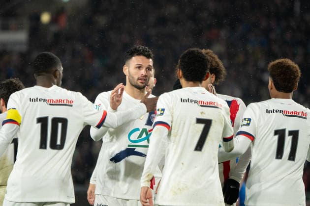 FOOTBALL : Vendee Fontenay Foot vs Paris Saint Germain PSG - Coupe de France - 32e de finale - 20 12 2025 CÃ lÃ bration apres le but de Goncalo Ramos (Paris SG) NantesFrance  Copyright: xEmilienxJousselinx