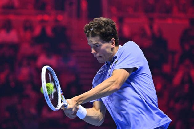Next Gen ATP, Tennis Herren Finals Presented by PIF - Jeddah Alexander Blockx from Belgium during his semi final match at the 2025 ATP NextGen Finals in Jeddah, SAOUDI, on December 20, 2025. Photo by Corinne Dubreuil ABACAPRESS.COM Jeddah Saudi Arabia  Copyright: xDubreuilxCorinne ABACAx