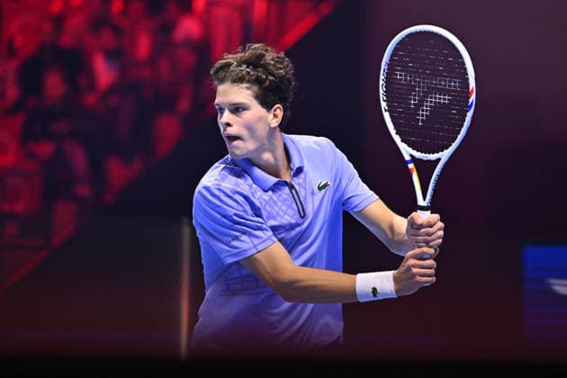 Next Gen ATP, Tennis Herren Finals Presented by PIF - Jeddah Alexander Blockx from Belgium during his semi final match at the 2025 ATP NextGen Finals in Jeddah, SAOUDI, on December 20, 2025. Photo by Corinne Dubreuil ABACAPRESS.COM Jeddah Saudi Arabia  Copyright: xDubreuilxCorinne ABACAx