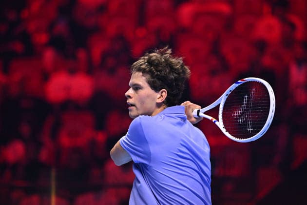 Next Gen ATP, Tennis Herren Finals Presented by PIF - Jeddah Alexander Blockx from Belgium during his semi final match at the 2025 ATP NextGen Finals in Jeddah, SAOUDI, on December 20, 2025. Photo by Corinne Dubreuil ABACAPRESS.COM Jeddah Saudi Arabia  Copyright: xDubreuilxCorinne ABACAx