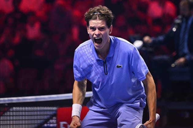 Next Gen ATP, Tennis Herren Finals Presented by PIF - Jeddah Alexander Blockx from Belgium during his semi final match at the 2025 ATP NextGen Finals in Jeddah, SAOUDI, on December 20, 2025. Photo by Corinne Dubreuil ABACAPRESS.COM Jeddah Saudi Arabia  Copyright: xDubreuilxCorinne ABACAx