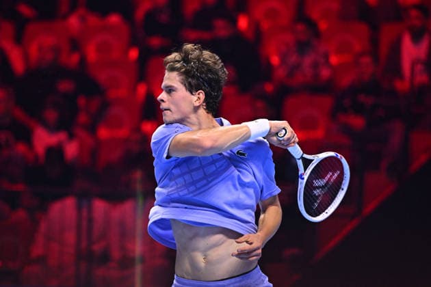Next Gen ATP, Tennis Herren Finals Presented by PIF - Jeddah Alexander Blockx from Belgium during his semi final match at the 2025 ATP NextGen Finals in Jeddah, SAOUDI, on December 20, 2025. Photo by Corinne Dubreuil ABACAPRESS.COM Jeddah Saudi Arabia  Copyright: xDubreuilxCorinne ABACAx