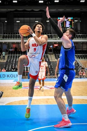 Barmer 2 Basketball Bundesliga ProA RheinStars Köln vs HAKRO Merlins Crailsheim, 20 12 2025 Maximilian Begue RheinStarsKöln 9 , Barmer 2 Basketball Bundesliga ProA RheinStars Köln vs HAKRO Merlins Crailsheim on 20 12 2025 at Castello Düsseldorf in Düsseldorf North Rhine-Westphalia Copyright: xBEAUTIFULxSPORTS Mueller-Laschetx