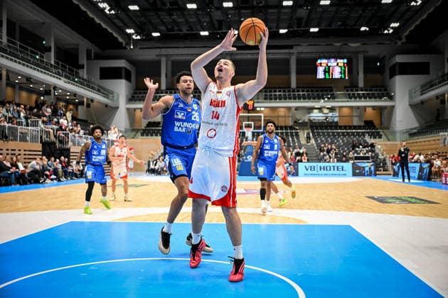 Barmer 2 Basketball Bundesliga ProA RheinStars Köln vs HAKRO Merlins Crailsheim, 20 12 2025 Marko Cuvalo RheinStarsKöln 14 , Barmer 2 Basketball Bundesliga ProA RheinStars Köln vs HAKRO Merlins Crailsheim on 20 12 2025 at Castello Düsseldorf in Düsseldorf North Rhine-Westphalia Copyright: xBEAUTIFULxSPORTS Mueller-Laschetx