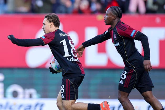 Rafael Lubach 1 FC Nuernberg celebrates after scoring his teams first goal with Mohamed Ali Zoma 1 FC Nuernberg , 2 Bundesliga, 1 FC Nürnberg v Hannover 96, Max Morlock Stadion on December 21, 2025 in Nuremberg, Germany Photo by Marco Steinbrenner DeFodi Images Rafael Lubach 1 FC Nuernberg celebrates after scoring his teams first goal with Mohamed Ali Zoma 1 FC Nuernberg , 2 Bundesliga, 1 FC Nürnberg v Hannover 96, Max Morlock Stadion, December 21, 2025 in Nuremberg, Germany Photo by Marco Steinbrenner DeFodi Images
