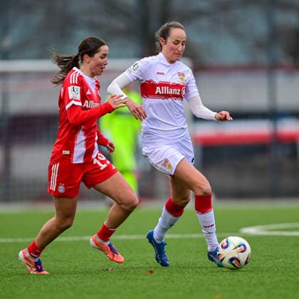 v li Laila Portella FCB, 19 Tamar Dongus Stuttgart, 32 in duel, duel, tackle, dynamic, action, action, 21 12 2025, Munich Germany , Soccer,2 Women Bundesliga, FC Bayern Munich II VfB Stuttgart, DFB DFL REGULATIONS PROHIBIT ANY USE OF PHOTOGRAPHS AS IMAGE SEQUENCES AND OR QUASI VIDEO xslx