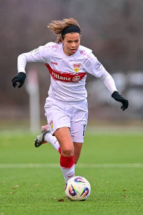 Rosa Rückert Stuttgart, 11 on the ball, cropped, single image, action, action, 21 12 2025, Munich Germany , Soccer,2 Women Bundesliga, FC Bayern München II VfB Stuttgart, DFB DFL REGULATIONS PROHIBIT ANY USE OF PHOTOGRAPHS AS IMAGE SEQUENCES AND OR QUASI VIDEO xslx