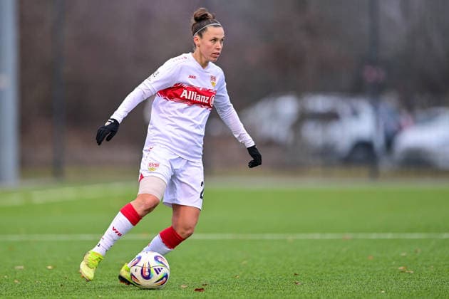 Nicole Billa Stuttgart, 26 on the ball, cropped image, single image, action, action, 21 12 2025, Munich Germany , Soccer,2 Women Bundesliga, FC Bayern München II VfB Stuttgart, DFB DFL REGULATIONS PROHIBIT ANY USE OF PHOTOGRAPHS AS IMAGE SEQUENCES AND OR QUASI VIDEO xslx