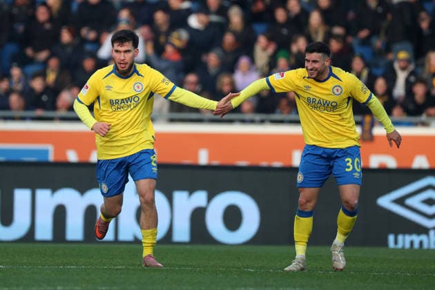 Braunschweig vs Schalke 04, 2 BL Braunschweig, 21 12 2025, FOOTBALL Eintracht Braunschweig vs FC Schalke 04, 2 BL, Season 2025 26 Mehmet Can Aydin Eintracht Braunschweig cheers with Robin Heußer Eintracht Braunschweig after his goal for 1 0 Braunschweig