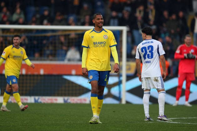 Braunschweig vs Schalke 04, 2 BL Braunschweig, 21 12 2025, FOOTBALL Eintracht Braunschweig vs FC Schalke 04, 2 BL, Season 2025 26 Sidi SanÃ Eintracht Braunschweig after his goal for 2 0 Braunschweig