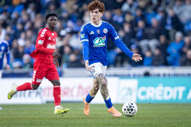 FOOTBALL : Racing de Strasbourg (RCS) vs Dunkerque- Coupe de France - 32e de finale - 21 12 2025 Stade de la Meinau. Strasbourg - France Valentin Barco 32 (RCS)  Copyright: xelyxandroxcegarrax