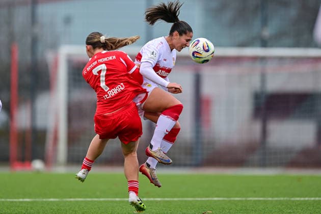 v li Elira Terakaj FCB, 7 Laureta Temaj Stuttgart, 5 in duel, duel, tackle, dynamic, action, action, 21 12 2025, Munich Germany , Football,2 Women Bundesliga, FC Bayern München II VfB Stuttgart, DFB DFL REGULATIONS PROHIBIT ANY USE OF PHOTOGRAPHS AS IMAGE SEQUENCES AND OR QUASI VIDEO xslx