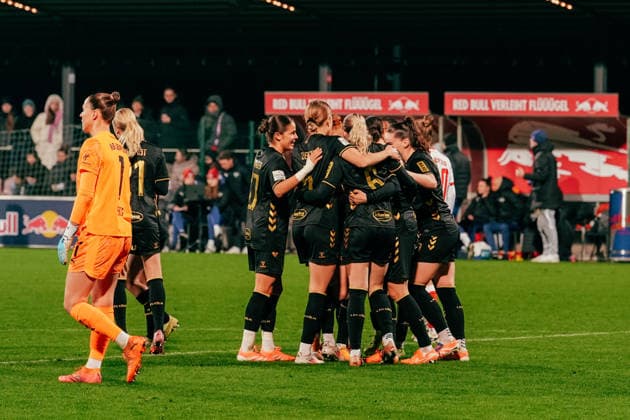 21 12 25, Women, Football, Google Pixel Womens Bundesliga, Season 2025 2026, RB Leipzig 1 FC Köln, Matchday 14 1 FC Köln Cheers over goal to 0 1 by Sandra Maria Jessen 6 1 FC Köln Leipzig Training Center Cottaweg SN Germany