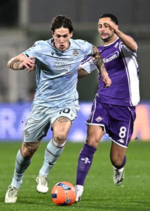 Mp Firenze 21 12 2025 - campionato di calcio serie A Fiorentina-Udinese foto Matteo Papini Image nella foto: Nicolo Zaniolo-Rolando Mandragora 