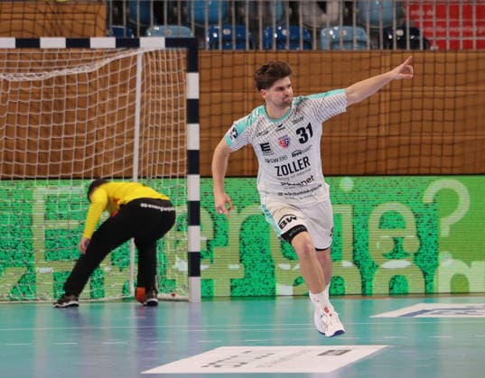 GER HBL2 Season 2025 2026 VfL Potsdam vs SG BBM Bietigheim, 21 12 25, MBS Arena, Potsdam Alexander PFEIFER SG BBM Bietigheim 31 cheers after scoring, emotion, finger pointing