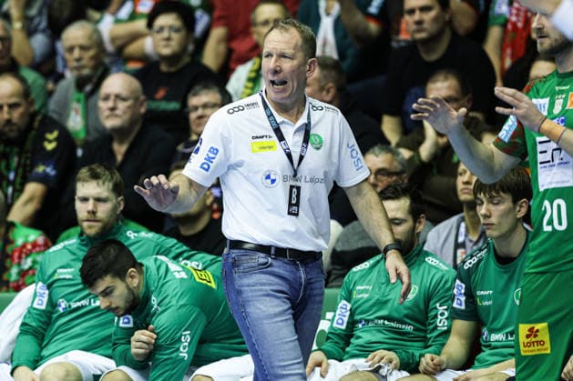 Coach Frank Carstens SC DHfK Leipzig Handball Bundesliga Season 2025 2026 SC Magdeburg vs SC DHFK Leipzig at the GETEC Arena in Magdeburg Handball,Germany,21 12 2025