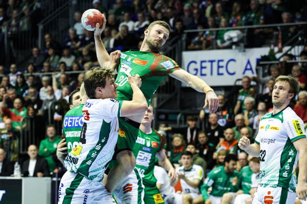 Philipp Weber SC Magdeburg,20 Handball Bundesliga Season 2025 2026 SC Magdeburg vs SC DHFK Leipzig at the GETEC Arena in Magdeburg Action,Handball,Germany,21 12 2025