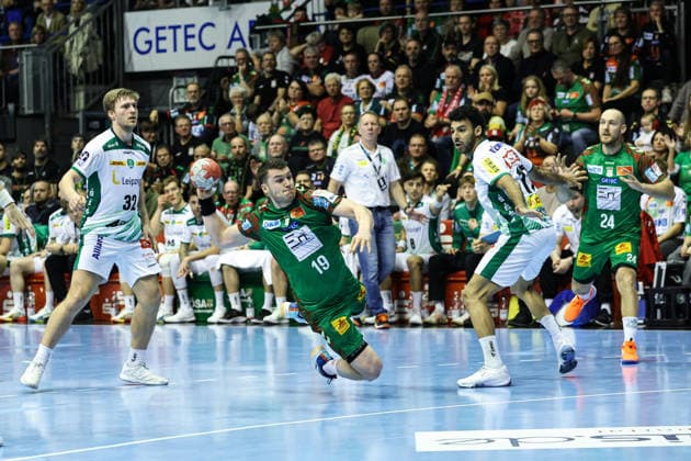 Elvar Örn Jonsson SC Magdeburg,19 Handball Bundesliga Season 2025 2026 SC Magdeburg vs SC DHFK Leipzig at the GETEC Arena in Magdeburg Action,Handball,Germany,21 12 2025