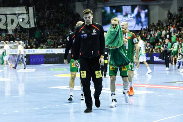 Goalkeeper Sergey Hernandez Ferrer SC Magdeburg,1 Handball Bundesliga Season 2025 2026 SC Magdeburg vs SC DHFK Leipzig at the GETEC Arena in Magdeburg Handball,Germany,21 12 2025
