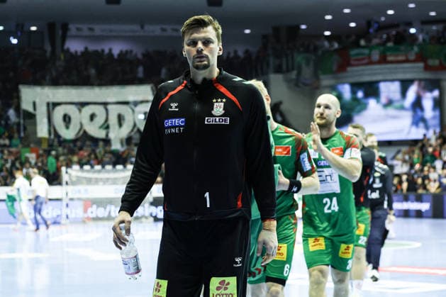 Goalkeeper Sergey Hernandez Ferrer SC Magdeburg,1 Handball Bundesliga Season 2025 2026 SC Magdeburg vs SC DHFK Leipzig at the GETEC Arena in Magdeburg Handball,Germany,21 12 2025