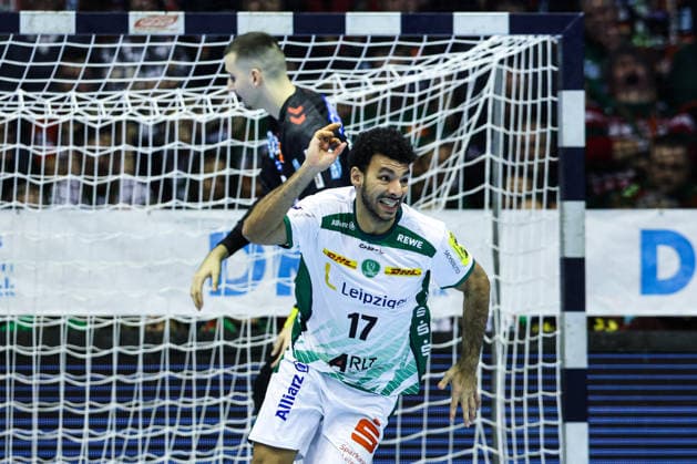 Ahmed Khairi SC DHfK Leipzig,17 Handball Bundesliga Season 2025 2026 SC Magdeburg vs SC DHFK Leipzig at the GETEC Arena in Magdeburg Action,Handball,Germany,21 12 2025