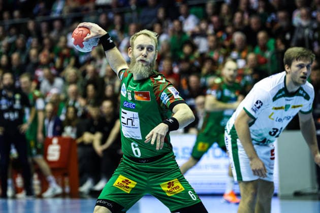Matthias Musche SC Magdeburg,6 Handball Bundesliga Season 2025 2026 SC Magdeburg vs SC DHFK Leipzig at the GETEC Arena in Magdeburg Action,Handball,Germany,21 12 2025