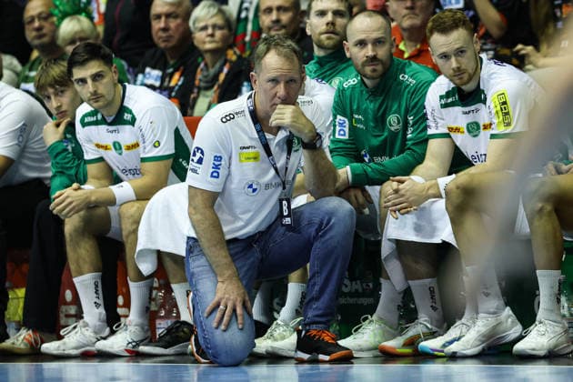 Coach Frank Carstens SC DHfK Leipzig Handball Bundesliga Season 2025 2026 SC Magdeburg vs SC DHFK Leipzig at the GETEC Arena in Magdeburg Handball,Germany,21 12 2025