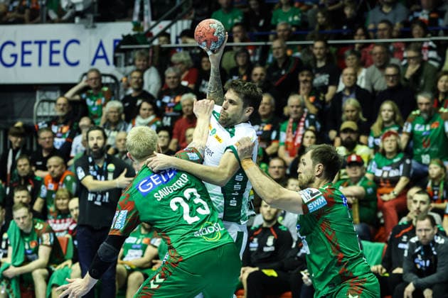 Dean Bombac SC DHfK Leipzig,67 Handball Bundesliga Season 2025 2026 SC Magdeburg vs SC DHFK Leipzig at the GETEC Arena in Magdeburg Action,Handball,Germany,21 12 2025