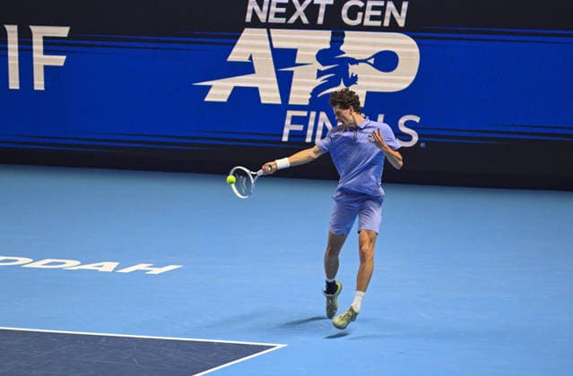 Next Gen ATP, Tennis Herren Tennis Herren Finals Presented by PIF - Jeddah Alexander Blockx from Belgium during his semi final match at the 2025 ATP NextGen Finals in Jeddah, SAOUDI, on December 21, 2025