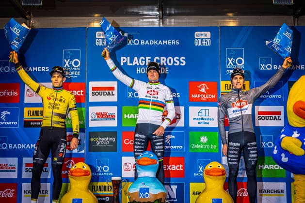 Cyclocross - X2O Badkamers Trofee Hofstade Podium of the Plage Cross Hofstade Men Elite with CX World Champion Mathieu van der Poel (NED Alpecin - Deceuninck) in first, Wout van Aert (BEL Team Visma Lease a Bike) in second and Niels Vandeputte (BEL Alpecin - Deceuninck Development Team) third X2O Badkamers Trofee Hofstade Plage cross Men Elite - Hofstade Belgium Photo: Stijn Bastens CC Hofstade Belgium  Copyright: xContentxCurationx StijnxBastensx xCCx