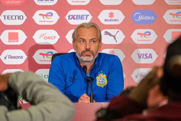 RABAT, MOROCCO - DECEMBER 22: Coach Sebastien Desabre of Congo during the Africa Cup of Nations (AFCON) press conference, PK, Pressekonferenz between Dr Congo and Benin Republic on December 22nd at the media centre in Rabat, Morocco. Photo by Chris Kimba Copyright: xChrisxKimbax