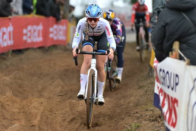 Dutch Inge van der Heijden pictured in action during the women elite race at the cyclocross cycling event in Heusden-Zolder, stage 5 8 in the Superprestige competition, Tuesday 23 December 2025. DAVIDxPINTENS  x150964285x