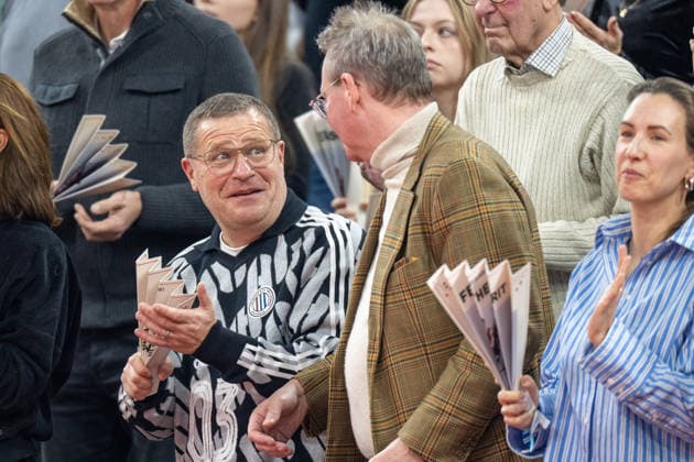 Max Eberl, Chief Sports Officer FC Bayern Muenchen AG, Prof Dr Dieter Mayer 1 Vice President FC Bayern Muenchen eV, FC Bayern Basketball vs Hapoel IBI Tel Aviv, EuroLeague 18 Matchday, 23 12 2025 Muenchen Bayern Germany Copyright: xkolbert-press UlrichxGamelx