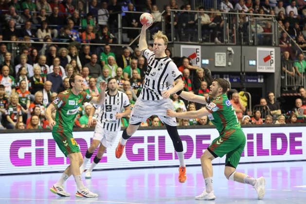 23 12 2025, xtgx, SC Magdeburg THW Kiel v l Eric Johansson Kiel, 21 throws goal, Torschuetze, scores goal, Treffer, scores the goal Magdeburg