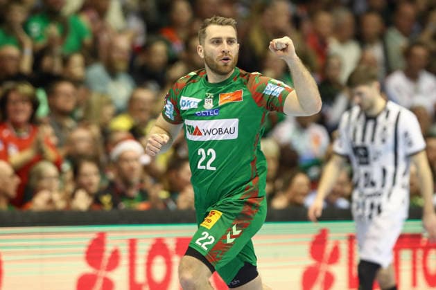 23 12 2025, xtgx, SC Magdeburg THW Kiel v l Lukas Mertens Magdeburg, 22 jubilation, goal celebration, jubelt über das Tor, celebrate the goal, celebration Magdeburg