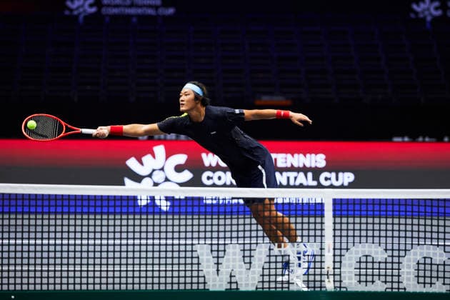 SHENZHEN, CHINA - DECEMBER 25: Zhang Zhizhen of China attends a training session of the 2025 World Tennis Continental Cup on December 25, 2025 in Shenzhen, Guangdong Province of China.  Copyright: xVCGx 111612020168