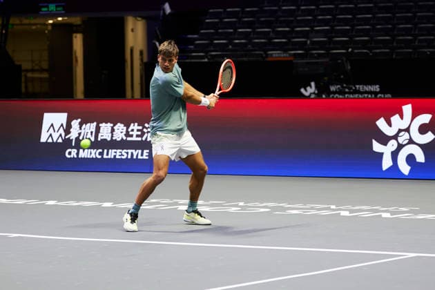 SHENZHEN, CHINA - DECEMBER 25: Flavio Cobolli of Italy attends a training session of the 2025 World Tennis Continental Cup on December 25, 2025 in Shenzhen, Guangdong Province of China.  Copyright: xVCGx 111612020165