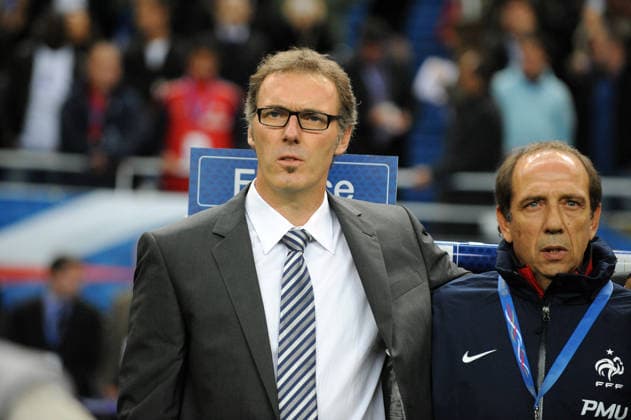 Football : France Albanie - Qualification Euro 2012 - 07.10.2011 - Laurent Blanc ( entraineur coach ) et Jean Louis Gasset (Adjoint fra)  Copyright: xN.xLexGouicx