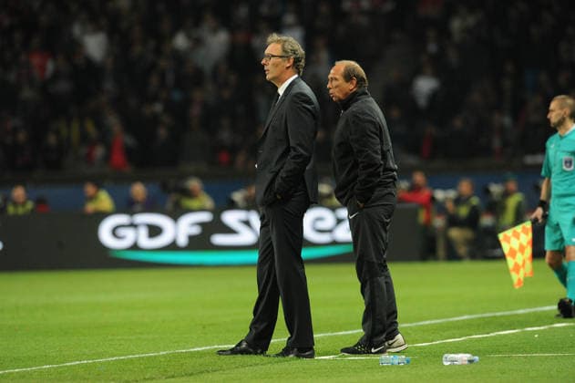 FOOTBALL : PSG vs Monaco - Ligue 1 - 05 10 2014 Laurent Blanc (entraineur PSG) Jean Louis Gasset (entraineur adjoint PSG) Paris  Copyright: xx