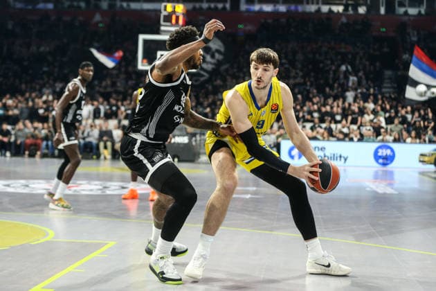 Partizan v Maccabi Tel Aviv - EuroLeague BELGRADE, SERBIA - DECEMBER 26: Roman Sorkin (9) of Maccabi Tel Aviv in action during EuroLeague round 18 basketball match between Partizan and Maccabi Tel Aviv at Beogradska Arena in Belgrade, Serbia on December 26, 2025. Filip Stevanovic Anadolu Belgrade Serbia. Editorial use only. Please get in touch for any other usage.  Copyright: x2025xAnadoluxFilipxStevanovicx