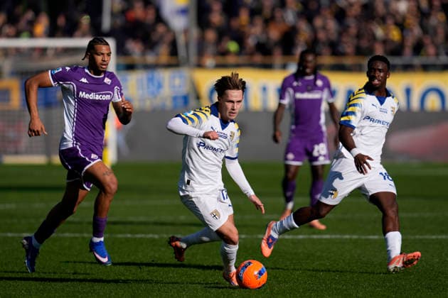 Jacob Ondrejka (Parma Calcio) in action, Serie A, Parma Calcio 1913 v ACF Fiorentina, Ennio Tardini Stadium, December 27, 2025, Parma, Italy.