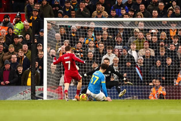 Florian Wirtz of Liverpool scores his sides second goal of the match Liverpool v Wolverhampton Wanderers, Premier League, Football, Anfield, Liverpool, UK - 27 Dec 2025Liverpool Anfield United Kingdom EDITORIAL USE ONLY No use with unauthorised audio, video, data, fixture lists, club league logos or live services. Online in-match use limited to 120 images, no video emulation. No use in betting, games or single club league player publications. Copyright: xMarkxKerton Shutterstockx 16213163ay