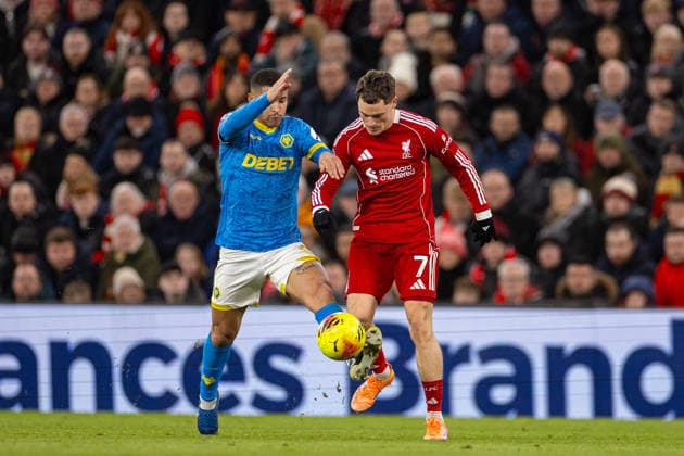 Football - FA Premier League - Liverpool FC v Wolverhampton Wanderers FC LIVERPOOL, ENGLAND - Saturday, December 27, 2025: Liverpool s Florian Wirtz is challenged by Wolverhampton Wanderers Joao Gomes (L) during the FA Premier League match between Liverpool FC and Wolverhampton Wanderers FC at Anfield. (Photo by David Rawcliffe Propaganda) LIVERPOOL Anfield MERSEYSIDE ENGLAND  Copyright: xDavidxRawcliffex P2025-12-27-Liverpool_Wolves-84