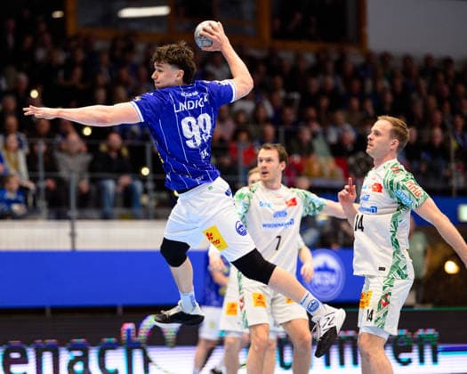Tillman, Leu Kreislaeufer, ThSV Eisenach, 99 , Omar Ingi, Magnusson Rueckraum Rechts, SC Magdeburg, 14 , Felix, Claar Rueckraum Links, SC Magdeburg, 7 GER, ThSV Eisenach vs SC Magdeburg, Handball, Bundesliga, Matchday 19, Season 2025 2026, 27 12 2025 GER, ThSV Eisenach vs SC Magdeburg, Handball, Bundesliga, Matchday 19, Season 2025 2026, 27 12 2025 Eisenach Copyright: xEibner-Pressefoto MartinxHerbstx EP_MHT