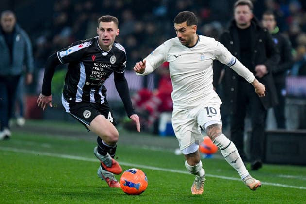 CALCIO - Serie A - Udinese Calcio vs SS Lazio Lazio s Mattia Zaccagni in action against Udinese s Sandi Lovric during Udinese Calcio vs SS Lazio, Italian soccer Serie A match in Udine, Italy, December 27 2025 Udine Italy  Copyright: xIPAxSport ABACAx