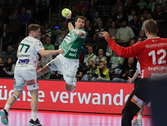 GER HBL Season 2025 2026 FÜCHSE Berlin vs FrischAuf Göppingen, 27 12 25, Max Schmeling Halle, Berlin, David SCHMIDT FrischAuf Göppingen 77 , Lukas HERBURGER Füchse Berlin 29 , Kristian SAEVERAS FrischAuf Göppingen 12